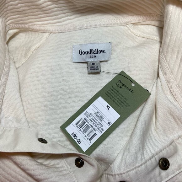 Cream Textured Quilted Snap-Neck Pullover Sweater - XL - NWT - Picture 3 of 7